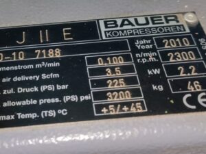 BAUER KOMPRESSOREN (Compressor) JIIE 10-10 7188 (2300rpm, 2.2kw, 46kg) Condition: With overhaul & ready for reuse. Stock Available +880 1711 874669 +880 1688 788540 (WhatsApp)