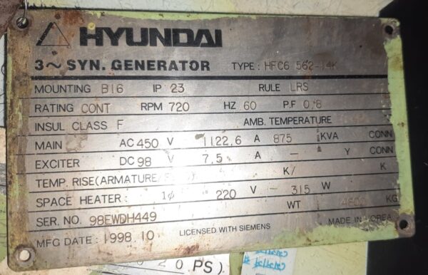 HYUNDAI HFC-6 562-14K MAIN ENGINE
