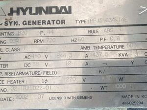 HYUNDAI  HF J5 634-14E GENERATOR