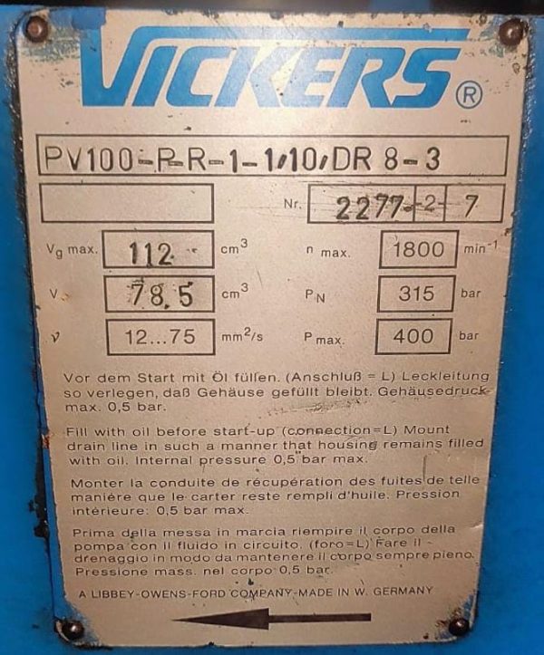 VICKERS PV100 HYDRAULIC MOTOR