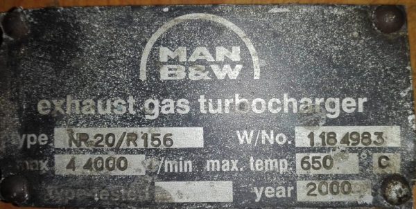 MAN B&W NR20/R156 EXHAUST GAS TURBOCHARGER