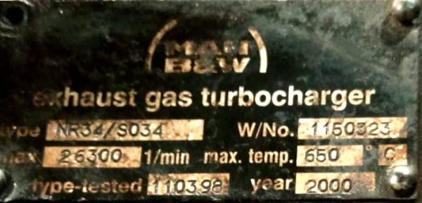 MAN B&W NR34/S034 EXHAUST GAS TURBOCHARGER