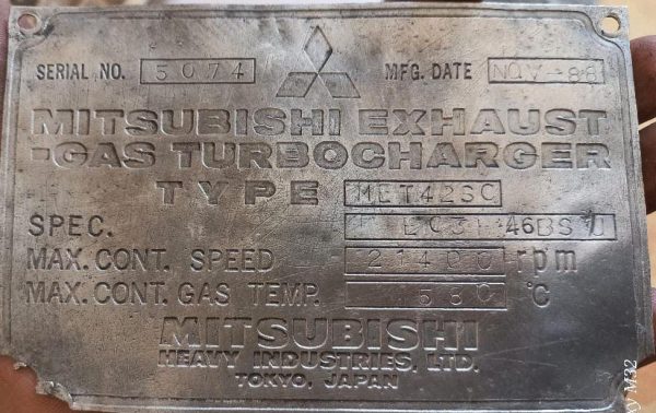 MITSUBISHI MET42SC EXHAUST GAS TURBOCHARGER