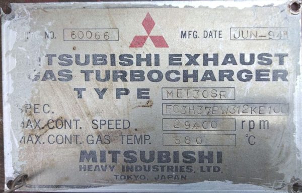 MITSUBISHI MET30SR EXHAUST GAS TURBOCHARGER