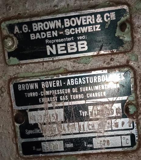 BROWN BOVERI VTR-250 TURBOCHARGER