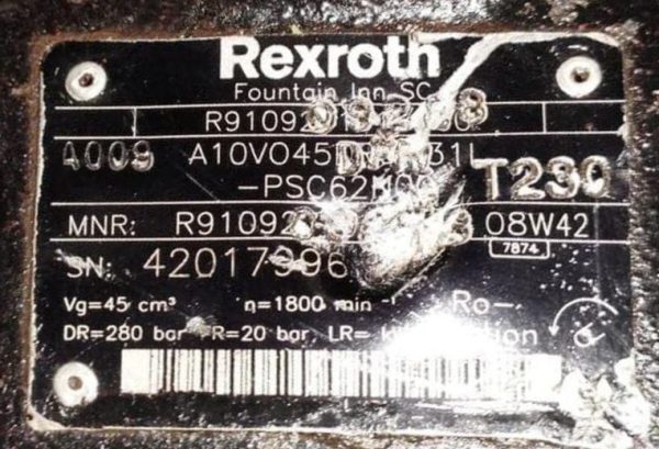 REXROTH A10VO45 HYDRAULIC PUMP