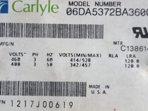 CARLYLE 06DA5372BA3600 AIR COMPRESSOR