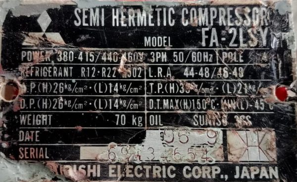 MITSUBISHI FA-2LSY SEMI HERMETIC COMPRESSOR