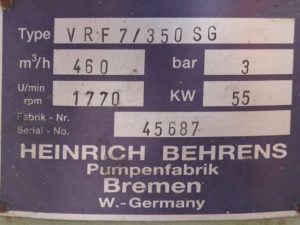 HEINRICH BEHRENS VRF7/350SG CENTRIFUGAL PUMP