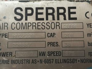 SPERRE HV2/220 AIR COMPRESSOR