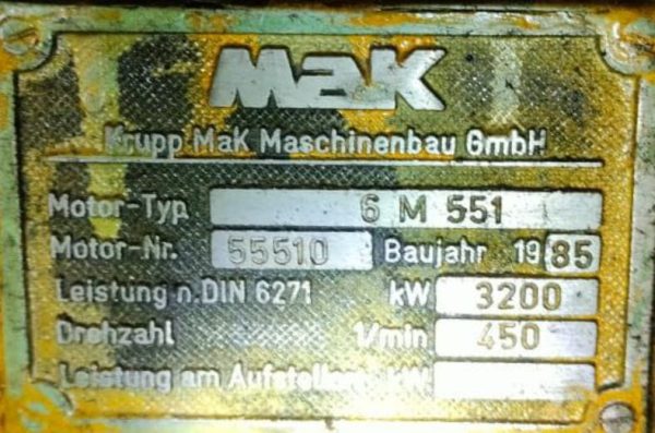 MAK 6M551 MARINE ENGINE