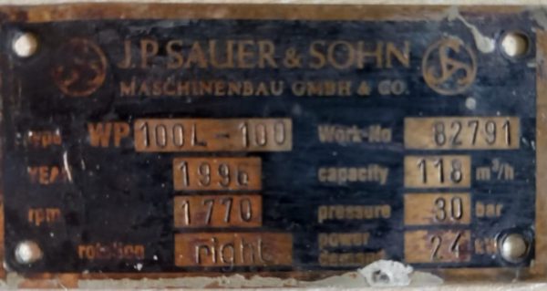 J.P.SAUER & SOHN WP100L-100 AIR COMPRESSOR