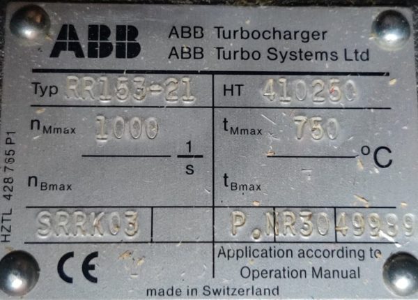 ABB RR153-21 TURBOCHARGER