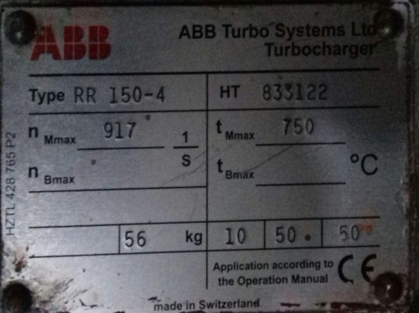 ABB RR 150-4 TURBOCHARGER