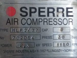 SPERRE HLF2/77 AIR COMPRESSOR