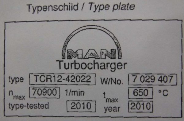 MAN TCR12-42022 TURBOCHARGER
