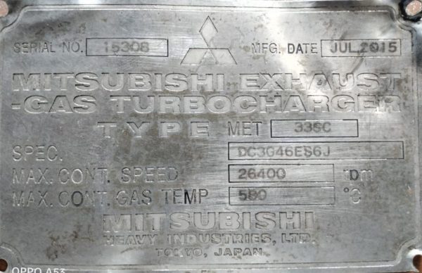 MITSUBISHI MET33SC TURBOCHARGER
