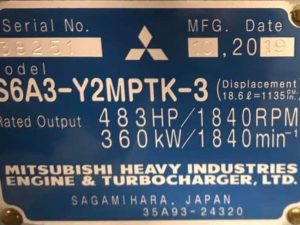 MITSUBISHI S6A3-Y2MPTK-3 MARINE ENGINE