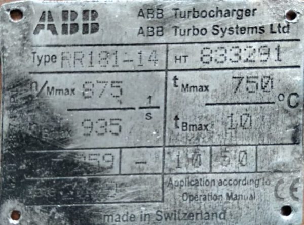 ABB RR181-14 TURBOCHARGER
