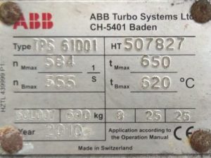 ABB TPS61001 TURBOCHARGER