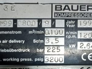 BAUER U3E AIR COMPRESSOR