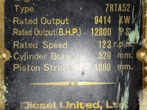 DIESEL UNITED SULZER 7RTA52 MAIN ENGINE