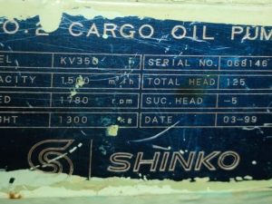 SHINKO KV350 CARGO OIL PUMP