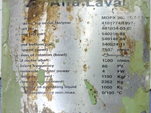 ALFA LAVAL MOPX205 TCT-24 OIL SEPARATOR