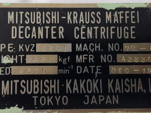 Mitsubishi-Krauss KVZ-25ML  Maffei Decanter Centrifuge