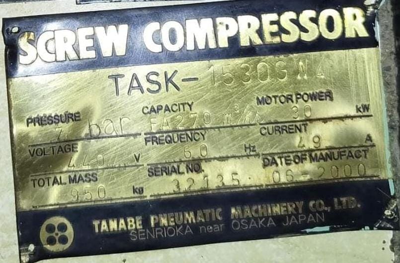 TANABE TASK-1530GW4 MARINE SCREW COMPRESSOR